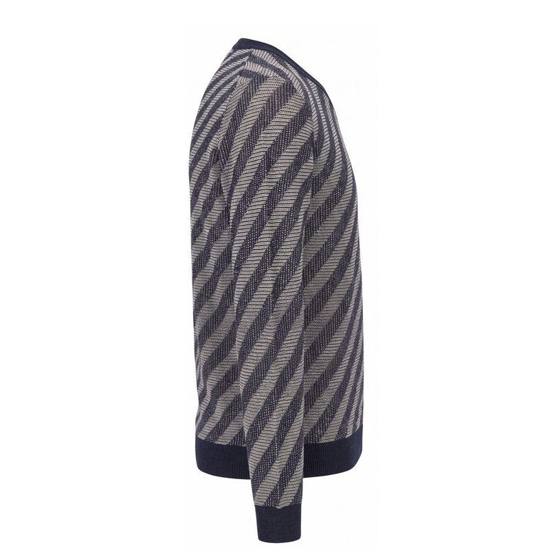 Malo Blue Linen Men Sweater - Stylish V-Neck Design