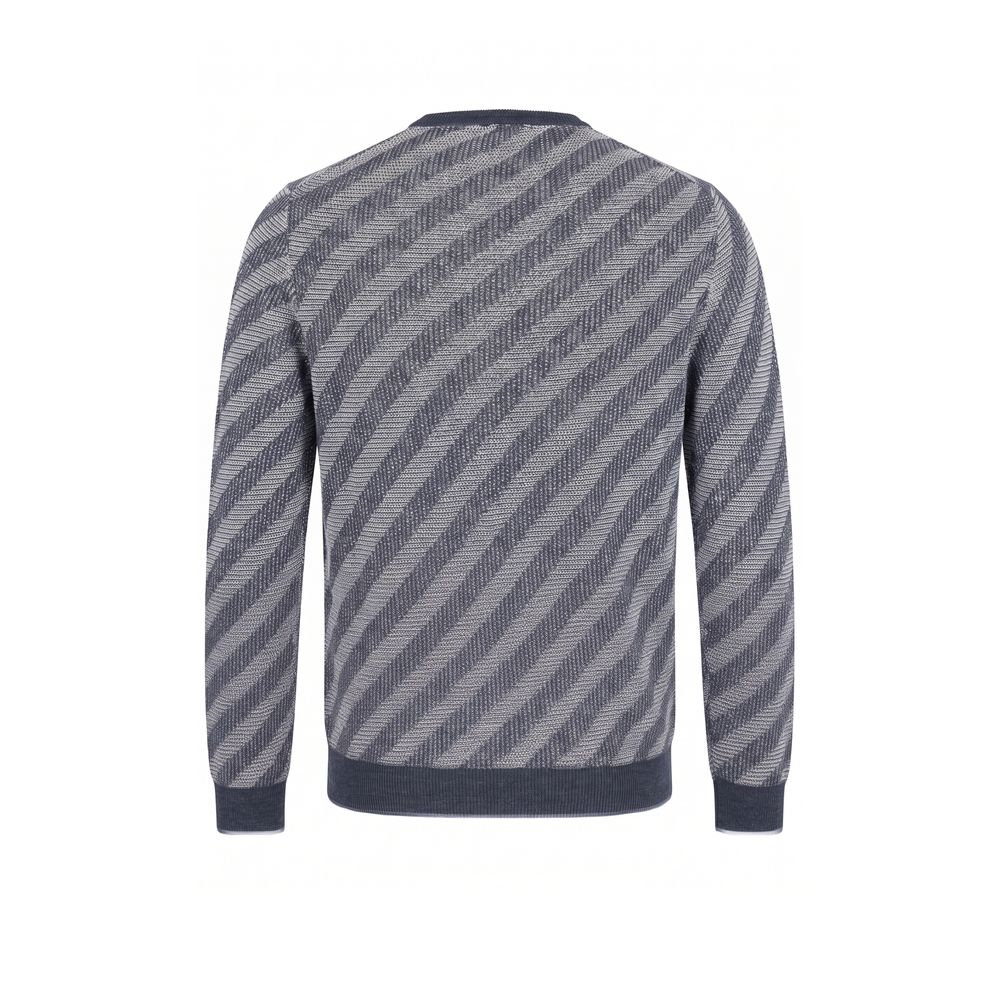 Malo Blue Linen Men Sweater - Stylish V-Neck Design