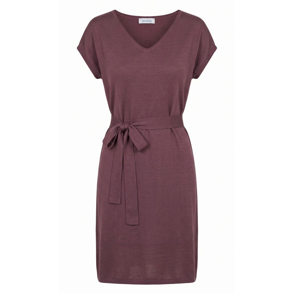 Malo Purple Silk Women Dress - Elegant V-Neck Design