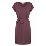 Malo Purple Silk Women Dress - Elegant V-Neck Design