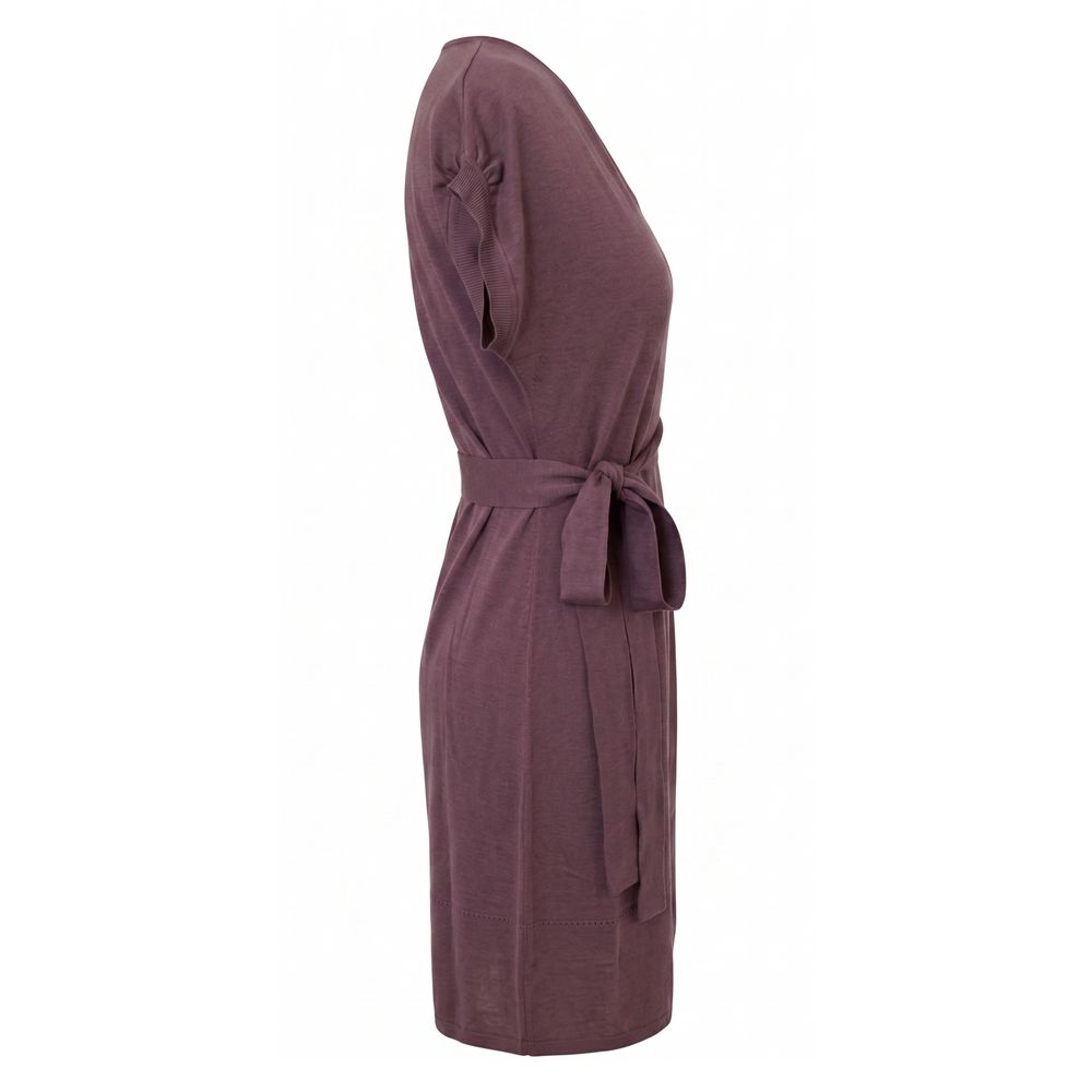 Malo Purple Silk Women Dress - Elegant V-Neck Design