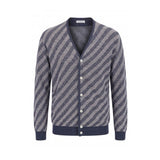 Malo Blue Linen Men Cardigan - Elegant V-Neck Design