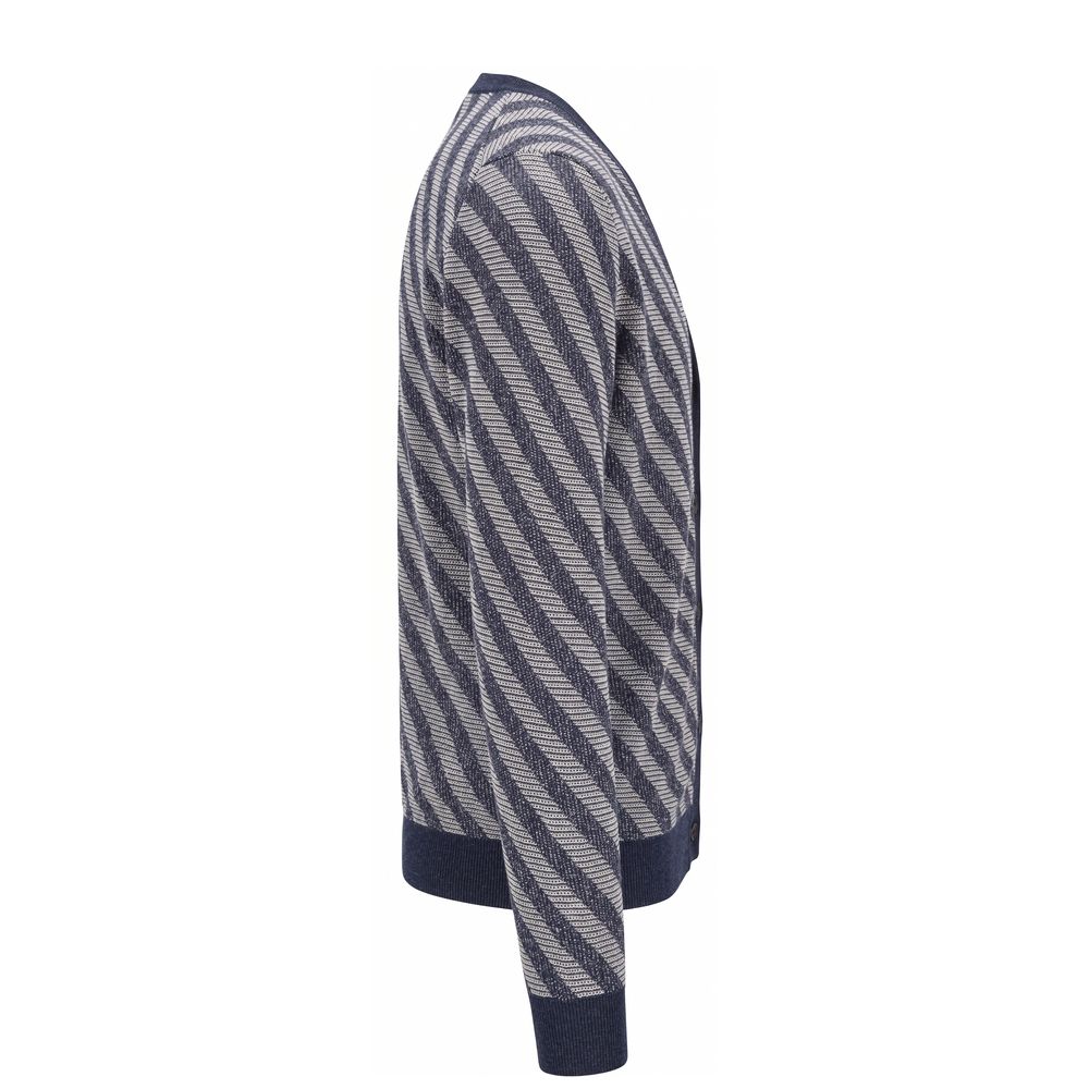Malo Blue Linen Men Cardigan - Elegant V-Neck Design