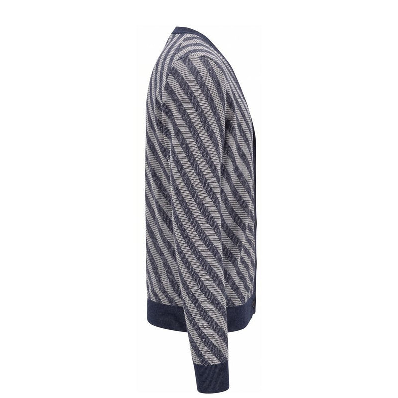Malo Blue Linen Men Cardigan - Elegant V-Neck Design
