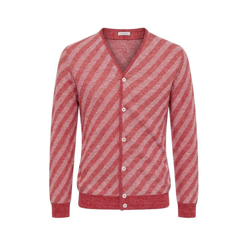 Malo Red Linen Men Cardigan
