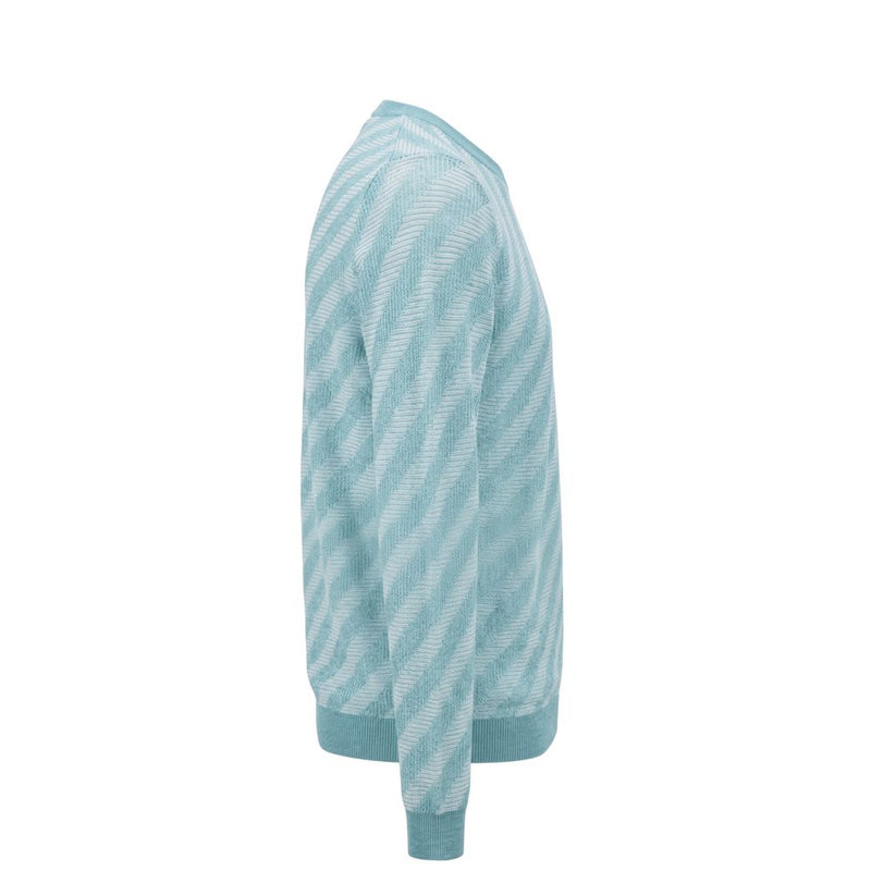 Malo Light Blue Linen V-Neck Sweater for Men