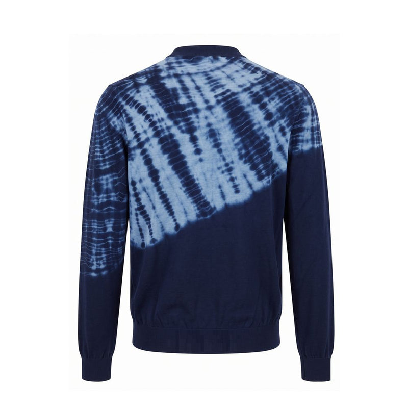 Malo Blue Cotton Half-Zip Knit Sweater for Men