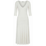 Malo White Cotton Women’s Ribbed Knit Midi Dress