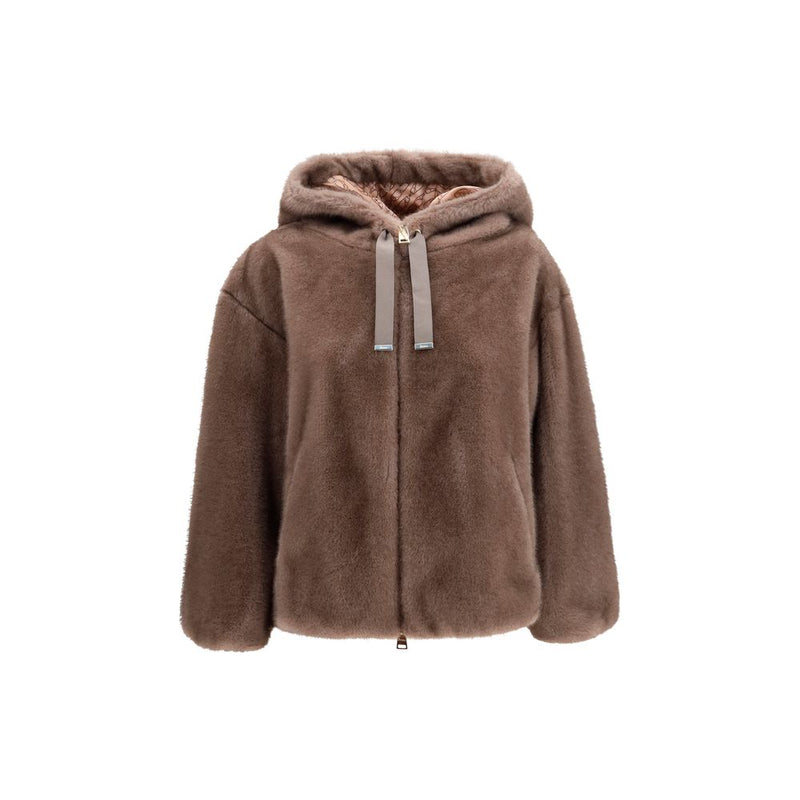 Veste longue Herno marron en polyester