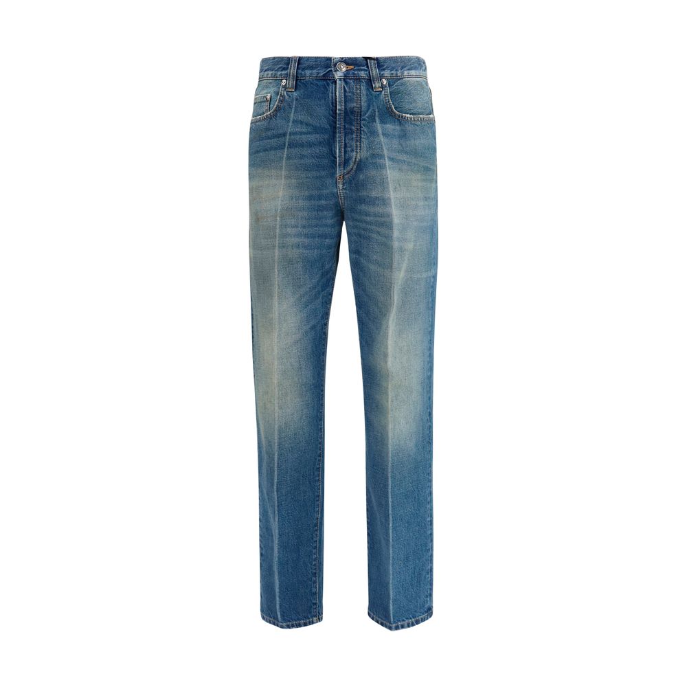 Versace Blue Cotton Straight-Leg Jeans for Men