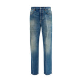 Versace Blue Cotton Straight-Leg Jeans for Men