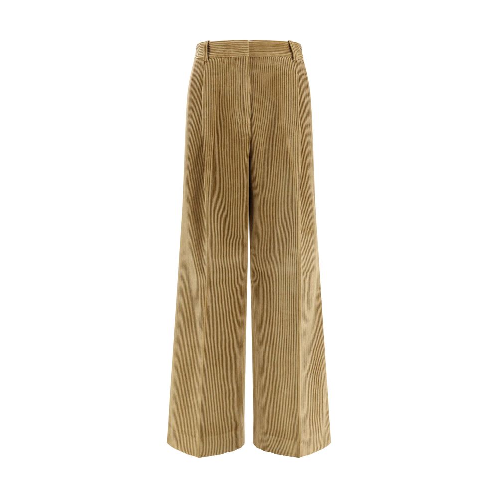 Pantalon évasé en coton beige Rohe