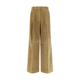 Pantalon évasé en coton beige Rohe