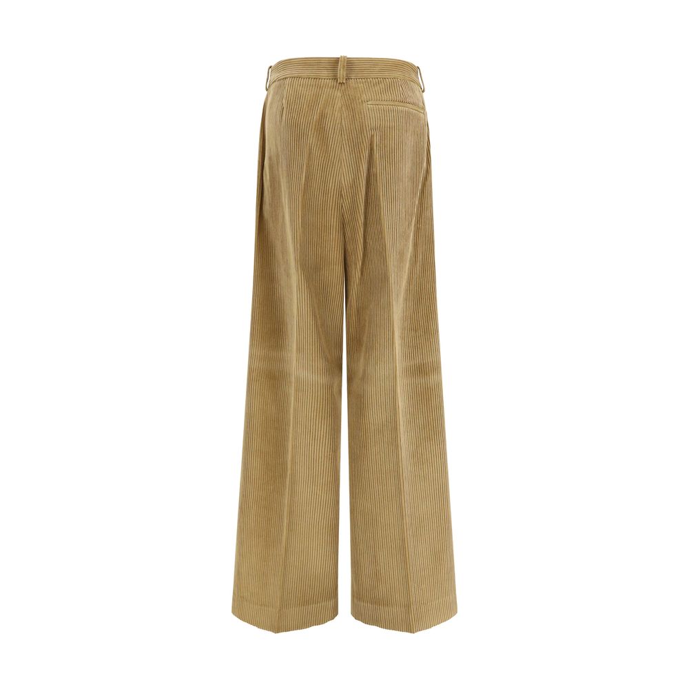 Pantalon évasé en coton beige Rohe