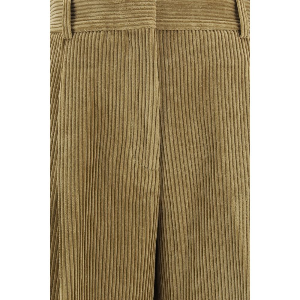 Pantalon évasé en coton beige Rohe