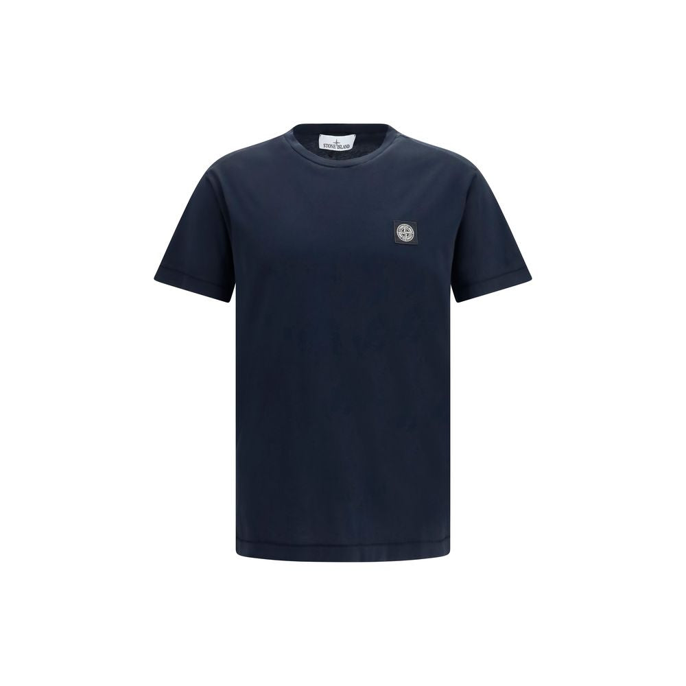 Stone Island Blue Cotton T-Shirt - Logo Patch Design