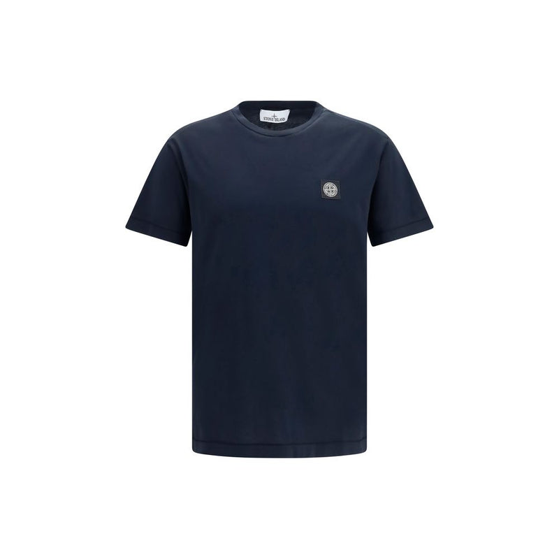 Stone Island Blue Cotton T-Shirt - Logo Patch Design