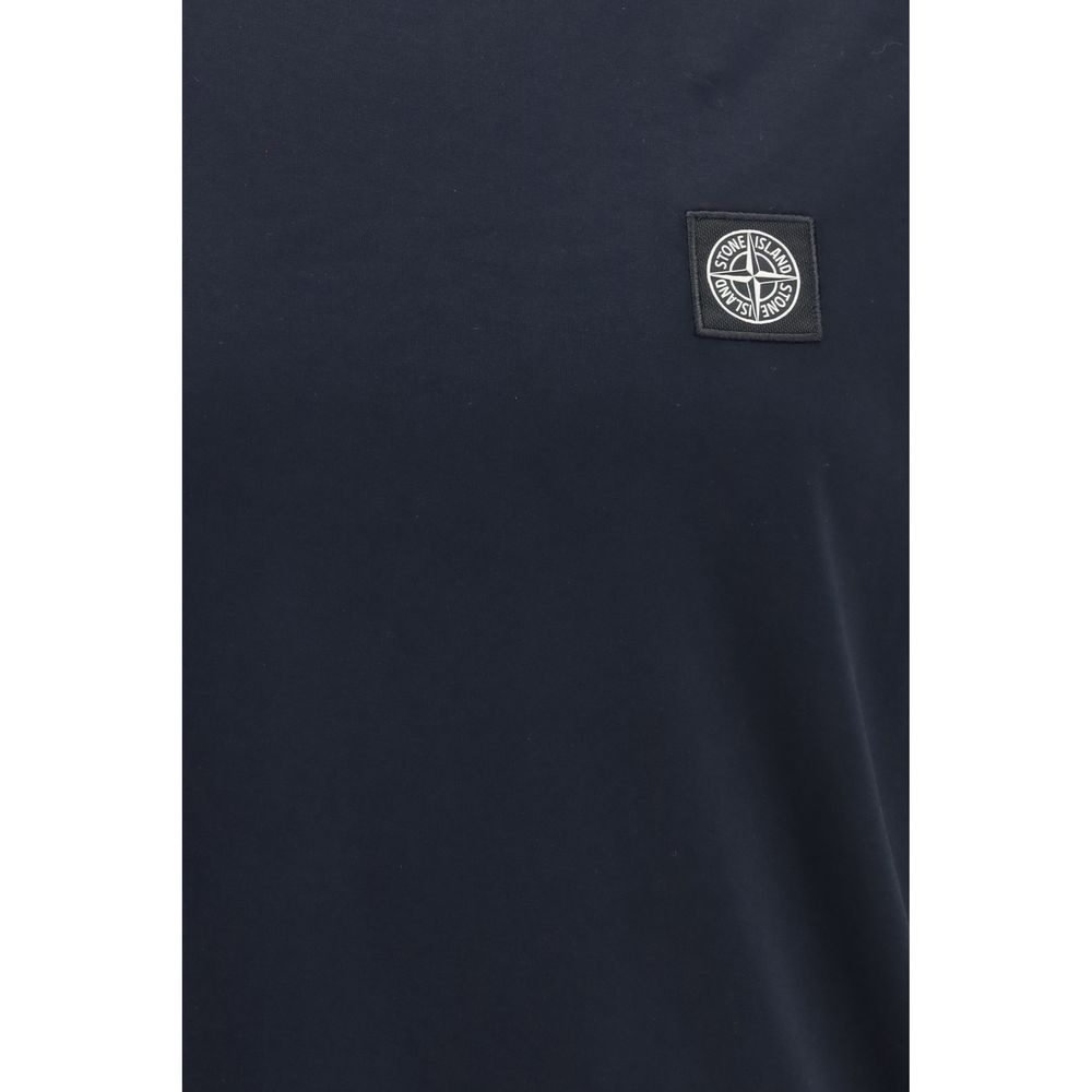 Stone Island Blue Cotton T-Shirt - Logo Patch Design