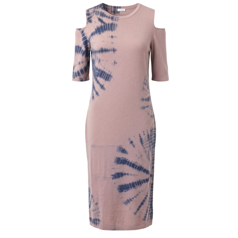 Malo Purple Cotton Women Dress with Cold-Shoulder Details