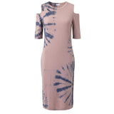 Malo Purple Cotton Women Dress with Cold-Shoulder Details