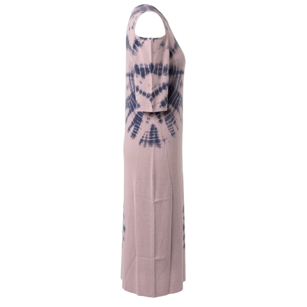 Malo Purple Cotton Women Dress with Cold-Shoulder Details
