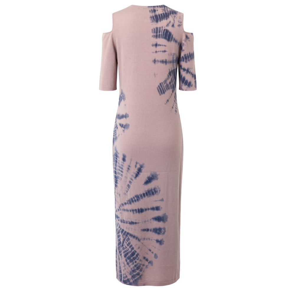 Malo Purple Cotton Women Dress with Cold-Shoulder Details