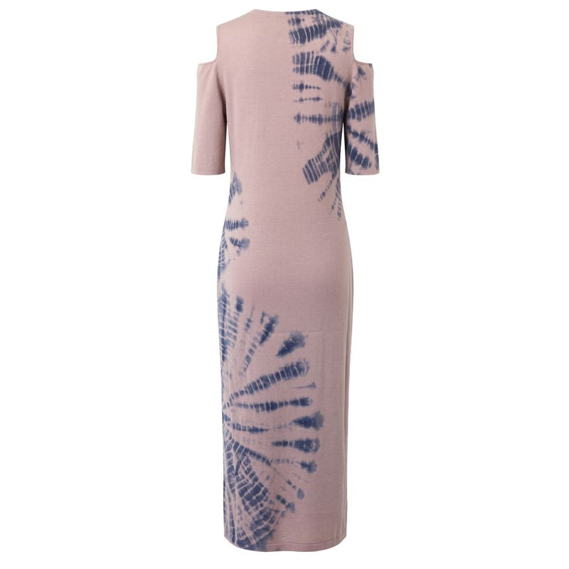 Malo Purple Cotton Women's Dress with Cold-Shoulder Cut-Outs