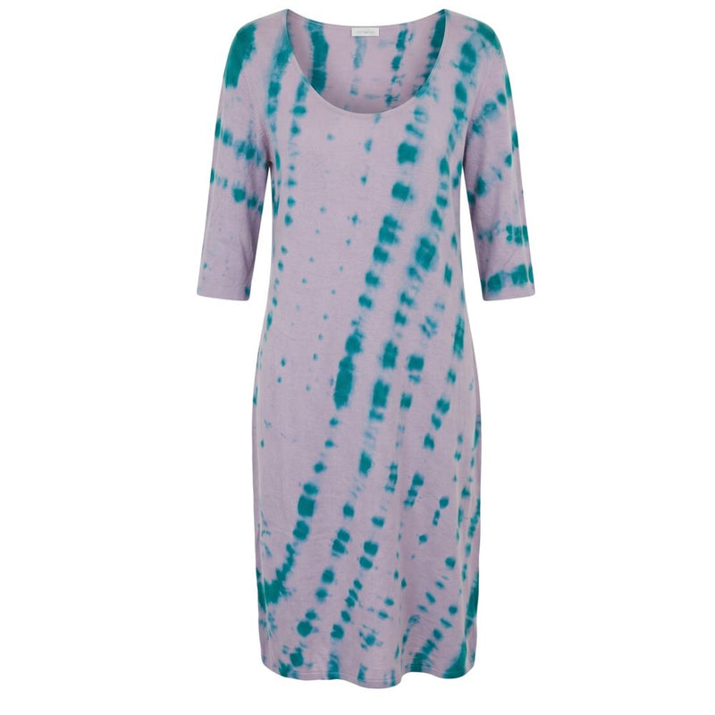 Malo Purple Cotton Tie-Dye Pattern Dress for Women