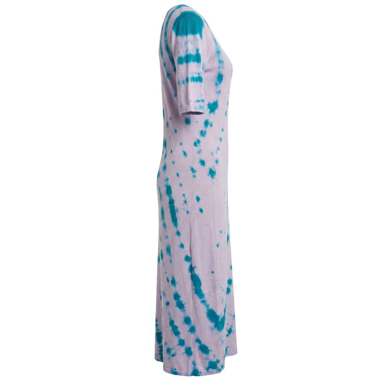 Malo Purple Cotton Tie-Dye Pattern Dress for Women