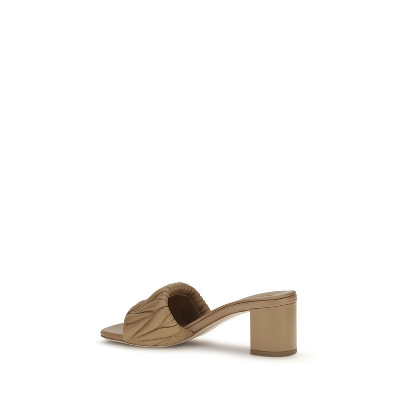 Sandales compensées Miu Miu en agneau Ovis Aries beige
