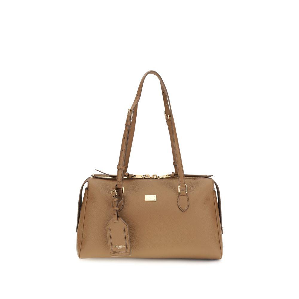 Sac à bandoulière Dolce & Gabbana en cuir de veau beige Bos Taurus