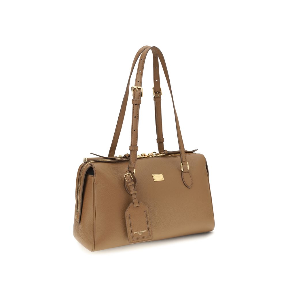 Sac à bandoulière Dolce & Gabbana en cuir de veau beige Bos Taurus