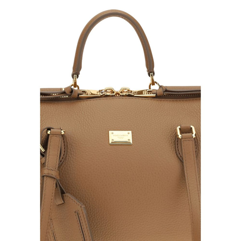 Sac à bandoulière Dolce & Gabbana en cuir de veau beige Bos Taurus