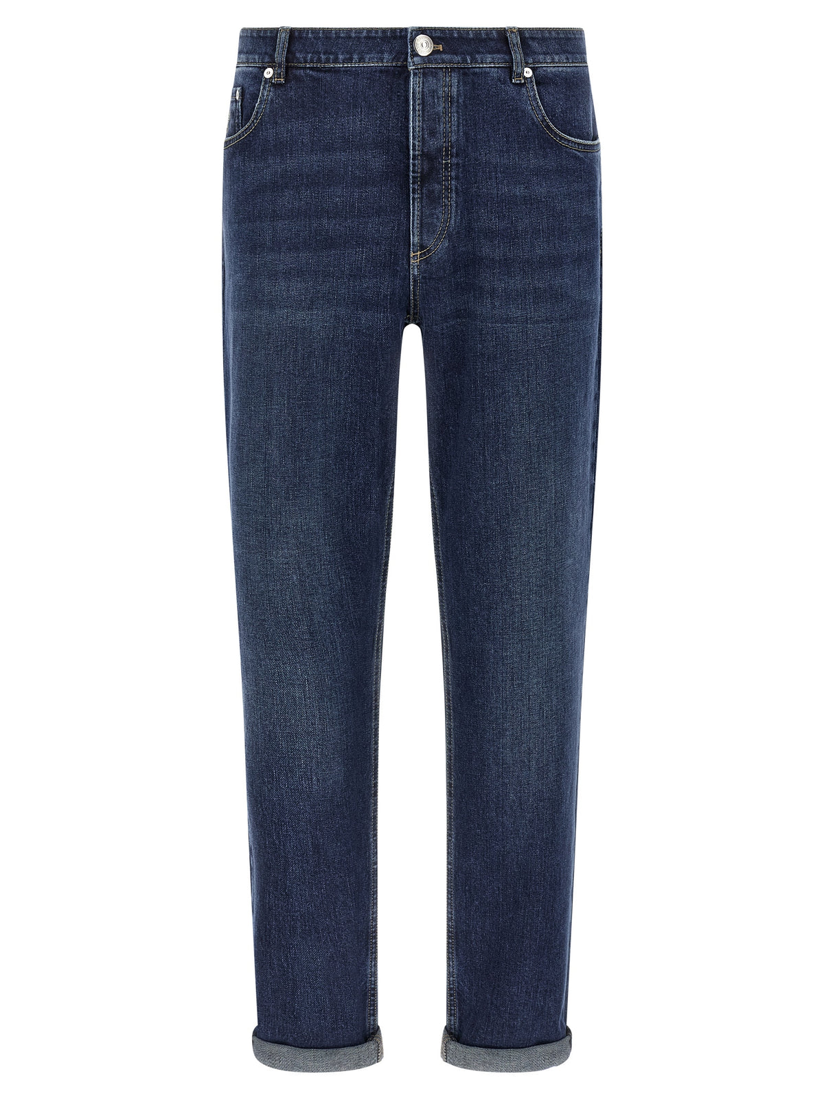 Brunello Cucinelli Blue Cotton Straight-Leg Jeans for Men