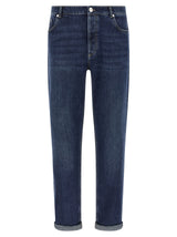 Brunello Cucinelli Blue Cotton Straight-Leg Jeans for Men