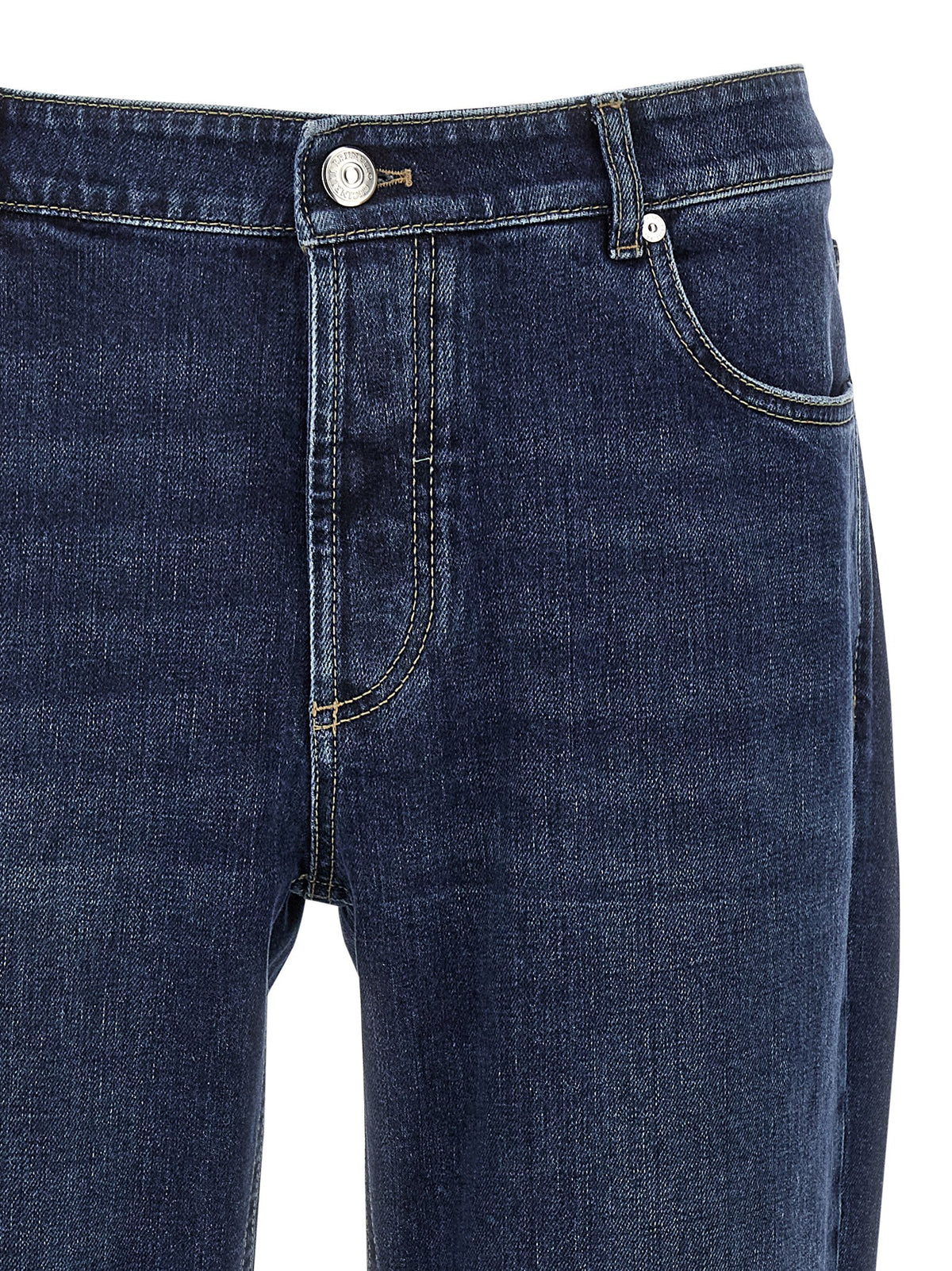 Brunello Cucinelli Blue Cotton Straight-Leg Jeans for Men