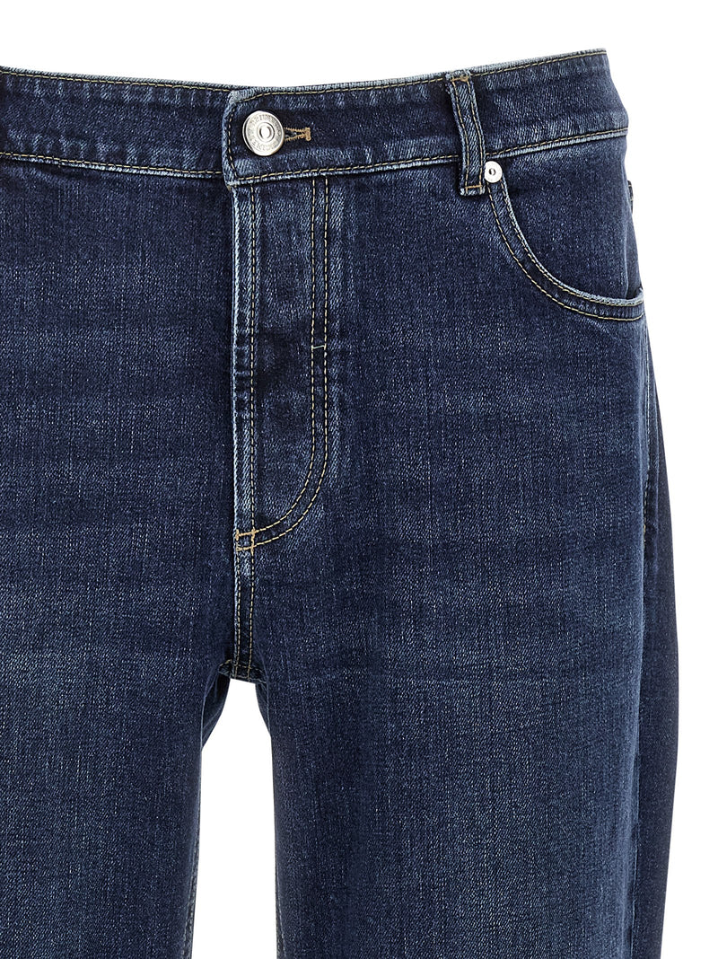 Brunello Cucinelli Blue Cotton Straight-Leg Jeans for Men