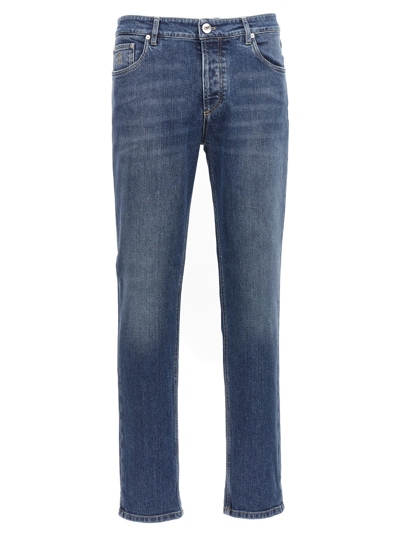 Brunello Cucinelli Jean Slim Bleu en Coton