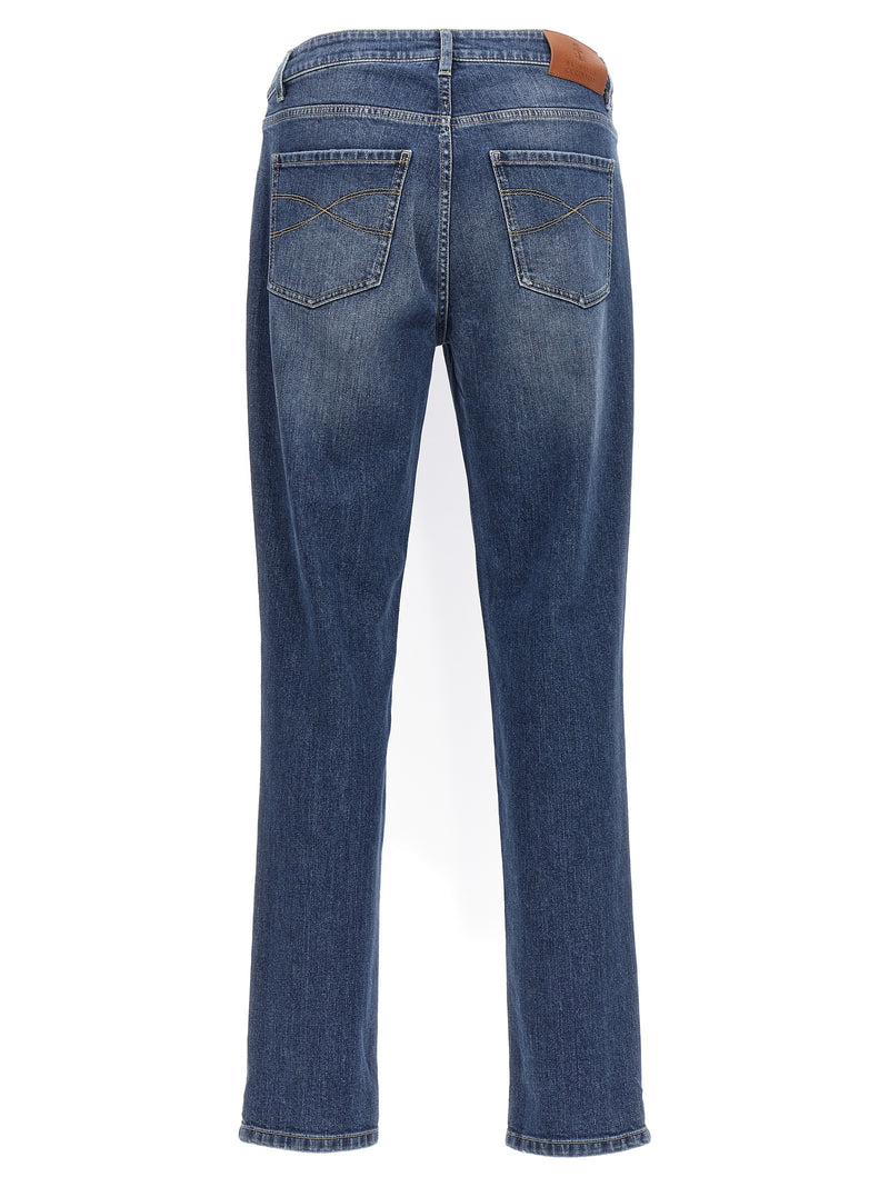 Brunello Cucinelli Jean Slim Bleu en Coton