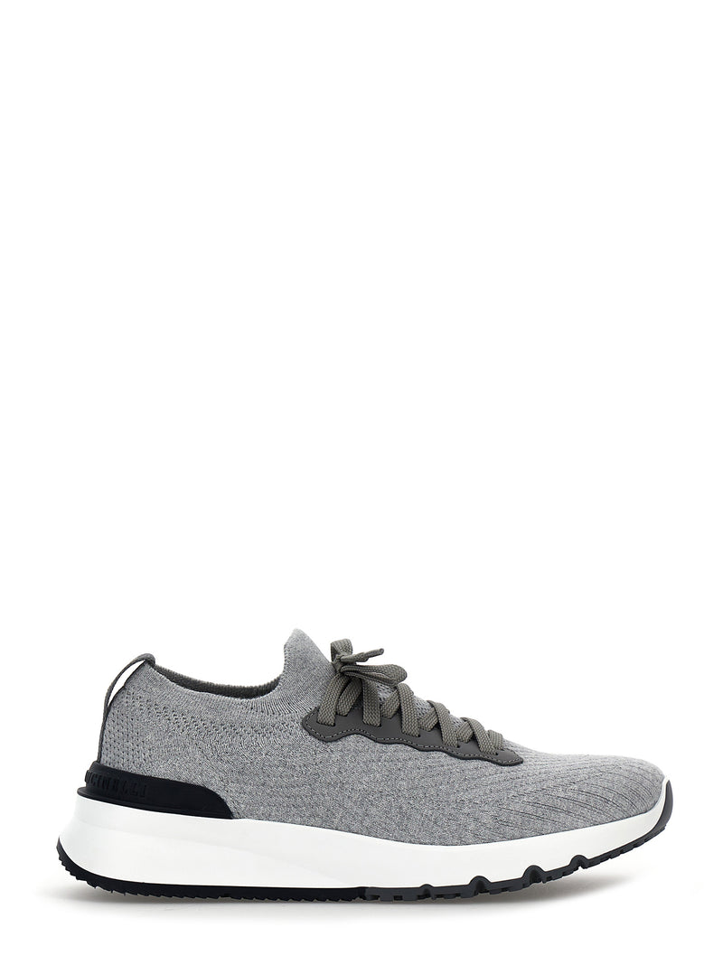 Brunello Cucinelli Gray Cotton Athletic Sneakers for Men