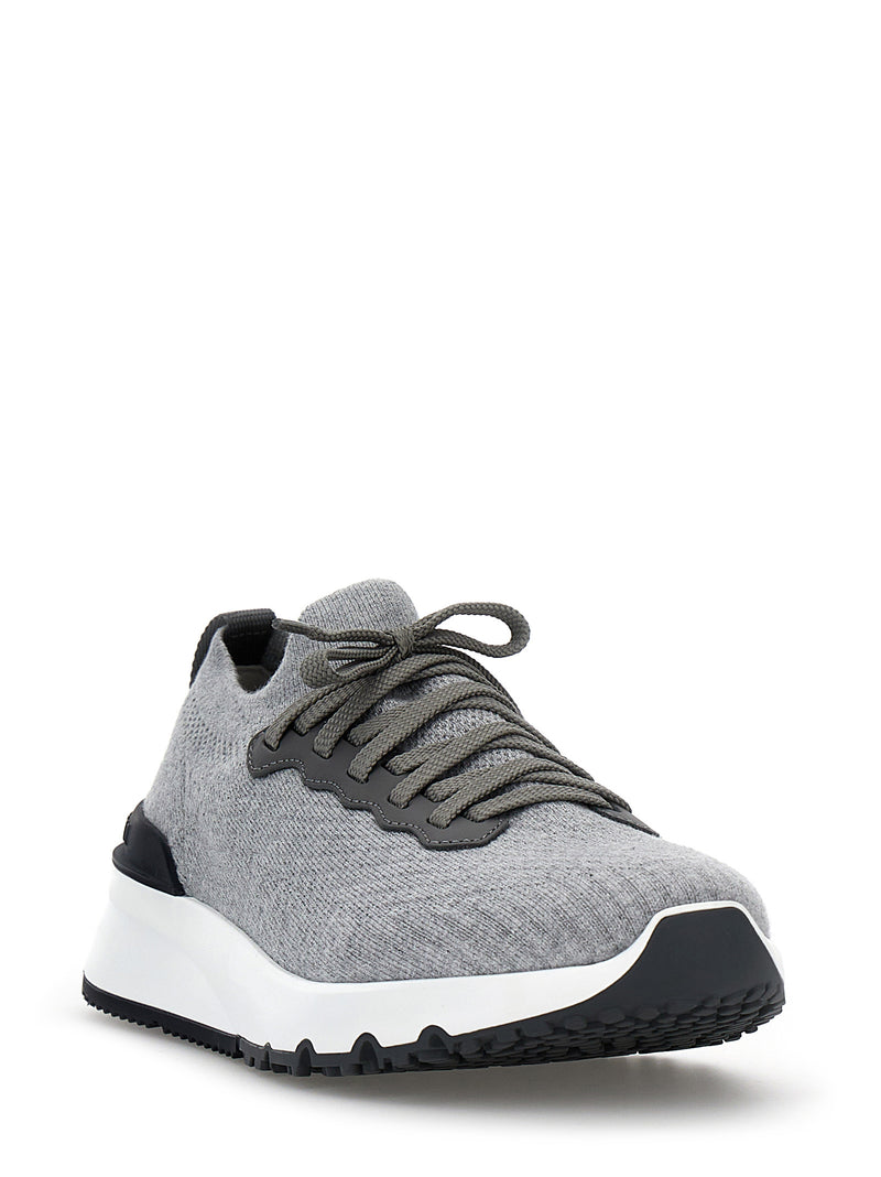 Brunello Cucinelli Gray Cotton Athletic Sneakers for Men