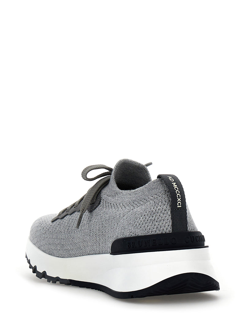 Brunello Cucinelli Gray Cotton Athletic Sneakers for Men