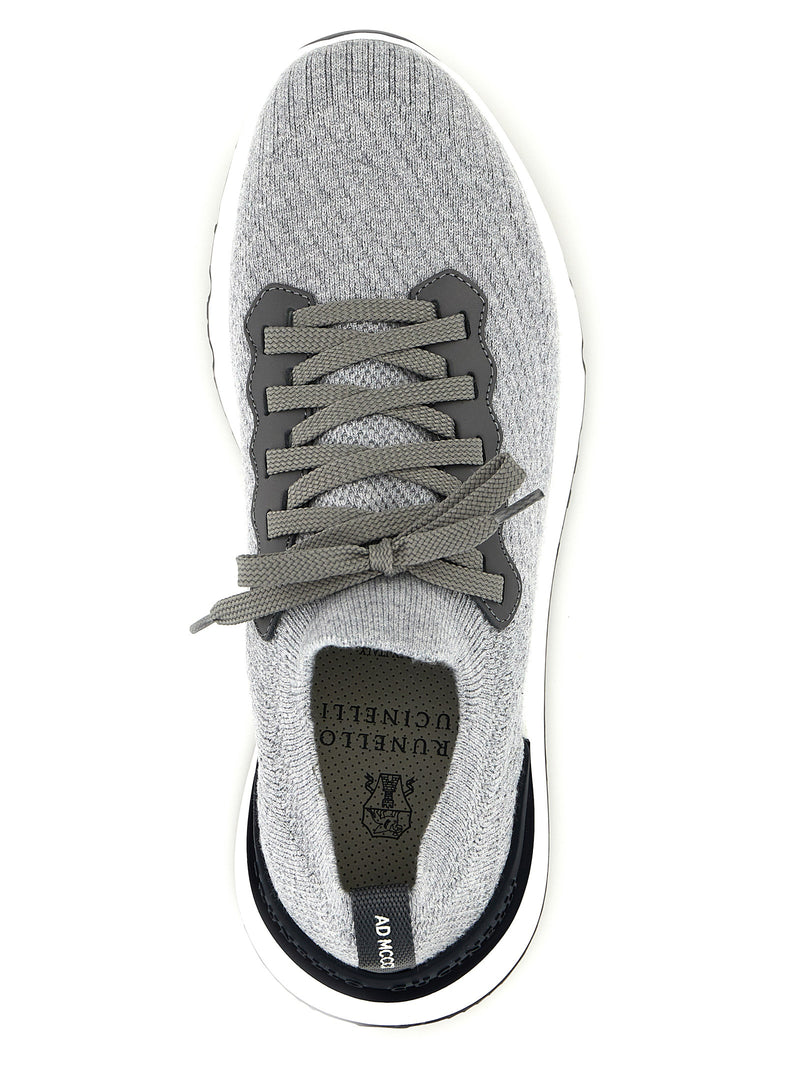 Brunello Cucinelli Gray Cotton Athletic Sneakers for Men