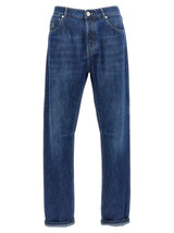 Brunello Cucinelli Blue Cotton Relaxed Fit Jeans
