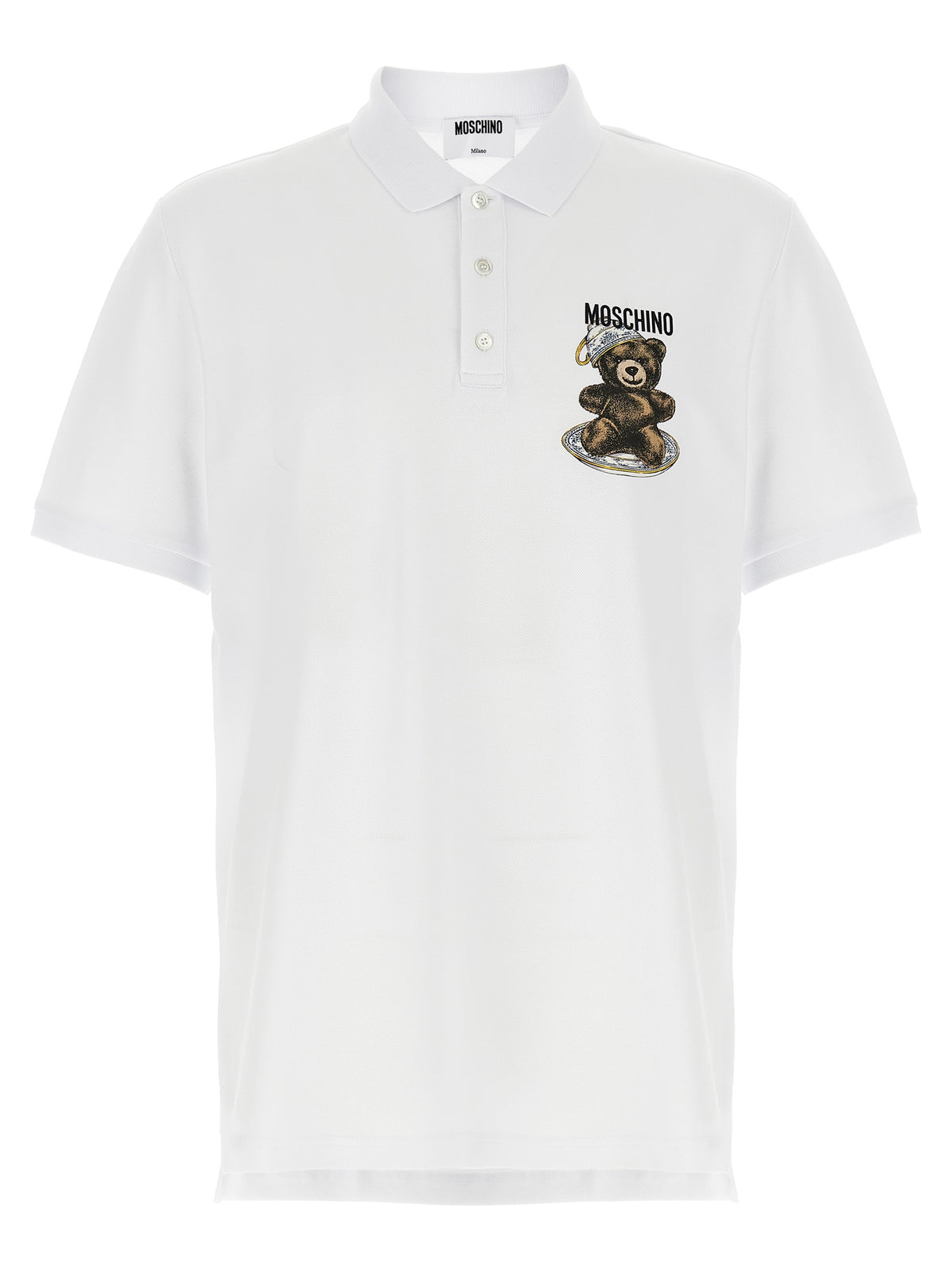 Moschino White Piqué Cotton Polo Shirt for Men
