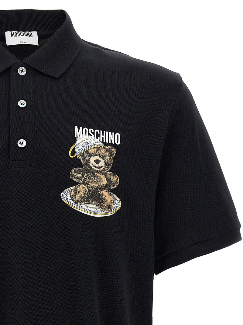 Polo Moschino en coton noir