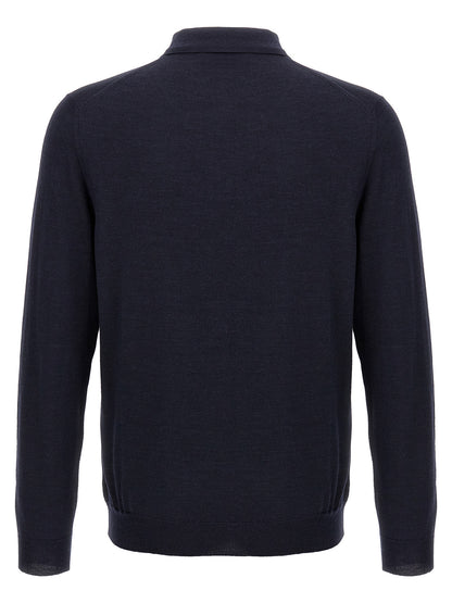 ZANONE Blue Virgin Wool Polo Shirt