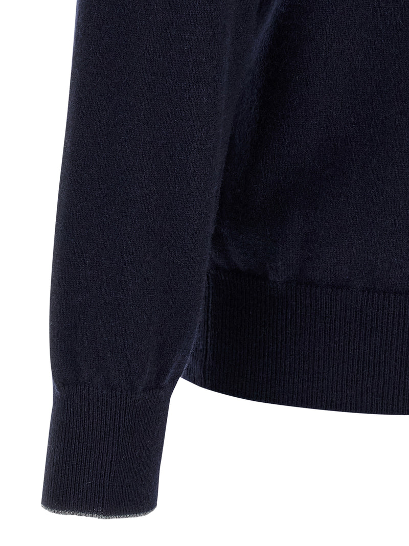 Cardigan Brunello Cucinelli bleu en cachemire