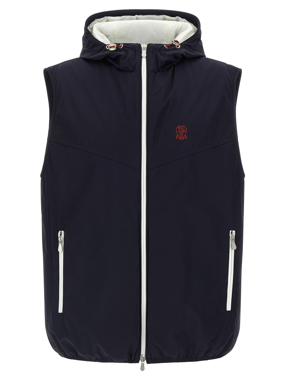 Veste sans manches en polyamide bleu Brunello Cucinelli