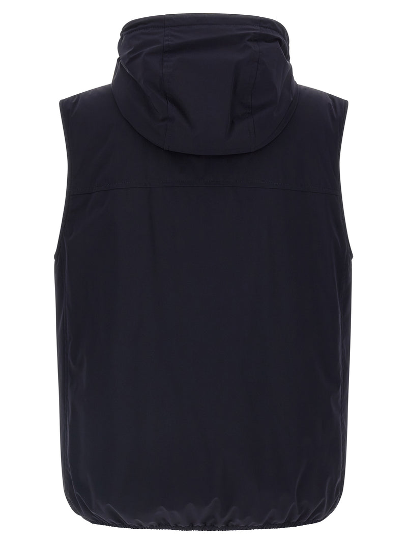 Veste sans manches en polyamide bleu Brunello Cucinelli